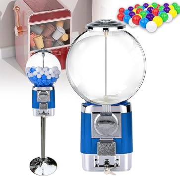Coffee Pod Holder/Vending Machine-Hold 240 3.2cm Gashapons,Coffee Pod Gumball Machine,Twist and Take Out,with Metal Stand&20 Colored Ball Shells,Blue