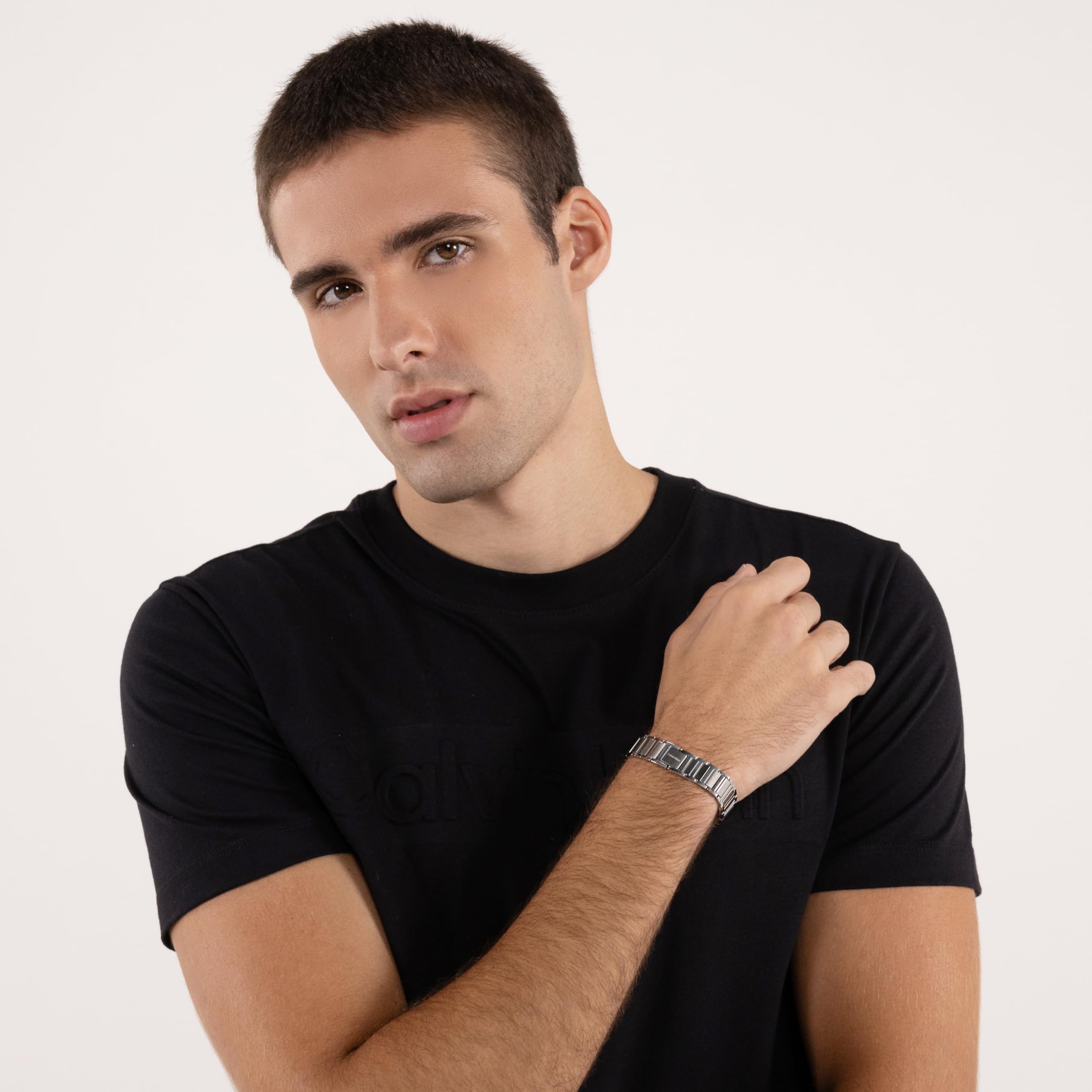 Calvin Klein Bracciale a Maglie da Uomo Collezione STRUCTURED LINKS in Acciaio Inossidabile - Disponibile in versione Verde o Argento