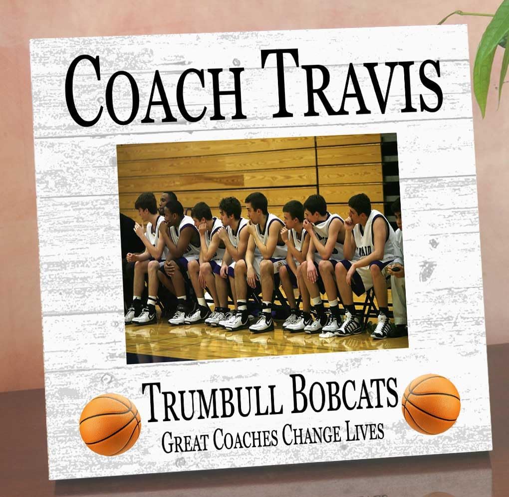 Broad Bay Basketball Coach Gift Plaque with Photo - UPLOAD Team Picture - Frame Alternative Personalized Appreciation Award For End Of Season Basketball Coaches Present 10in x 10in (Basketball)