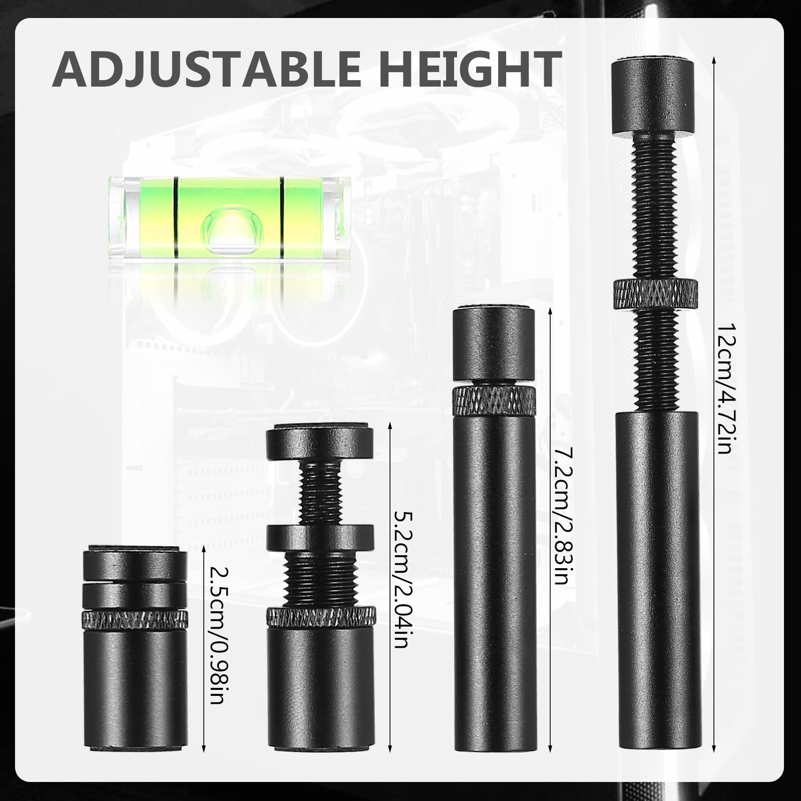 2 supporti GPU, supporto per schede grafiche regolabili con base magnetica, supporto in alluminio in due dimensioni 26-50 mm e 72-120 mm, supporto SAG per computer desktop. Supporto per scheda grafica