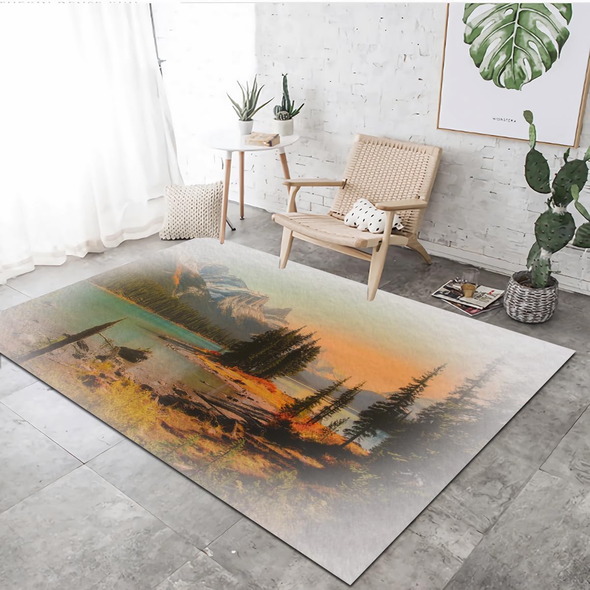 Tapis poils ras lavable et antidérapant VULORA 50x80cm pour salon et entrée