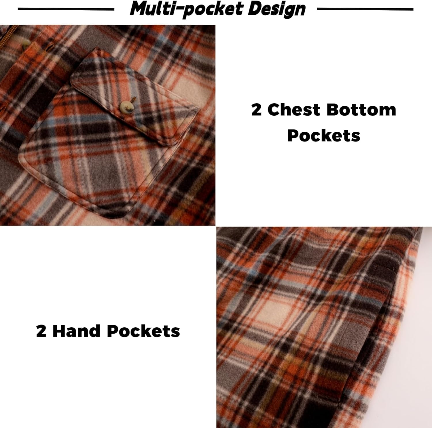 LeeHanTon Mens Flannel Jackets Sherpa Lined Fleece Zip Up Winter Warm Workout Plaid Sweatshirt with Hood - Image 5