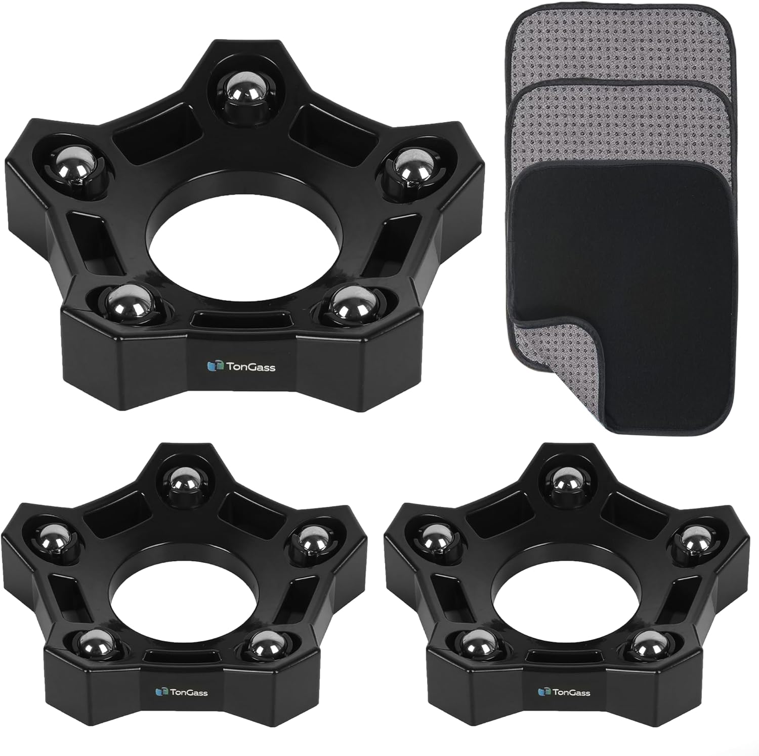 TonGass Bowlings Maintenance Combo Kit, 3‑Pack Rotating Bowling Ball Spinner Stand & 3‑Pack Microfiber Bowling Ball Cleaning Towels, Easy‑Grip Dots & 360° Rotation for All Bowlers, Deep Clean & Polish