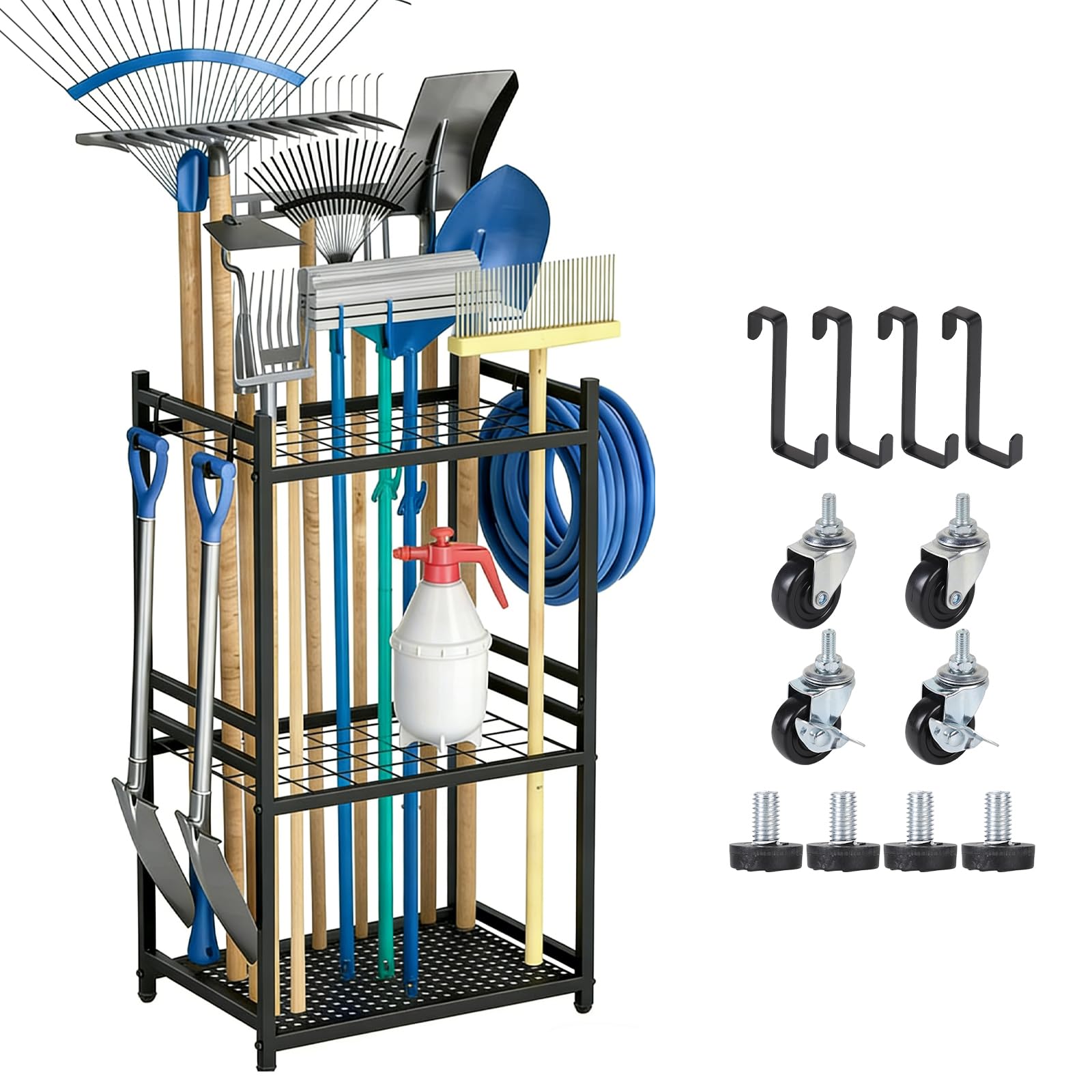 efuturetime Organizador de Herramientas de Jardín hasta 35 Herramientas, Metall Gartengerätehalter Stehend mit Rollen 80×43×30cm por Riporre Scope, Pale y Rastrelli por Garage, Rimessa
