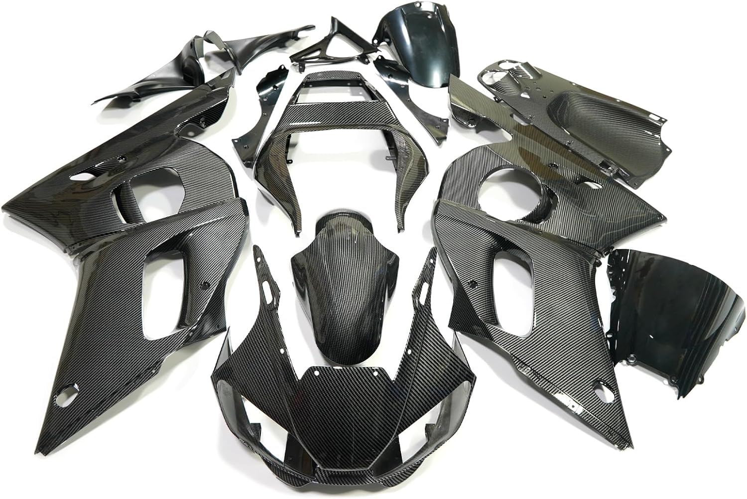 Zxmoto Carbon Fiber Look Motorcycle Fairing Kit Fit for 1998 1999 2000 2001 2002 Yamaha YZF R6 Injection ABS Plastic Bodywork Fairings