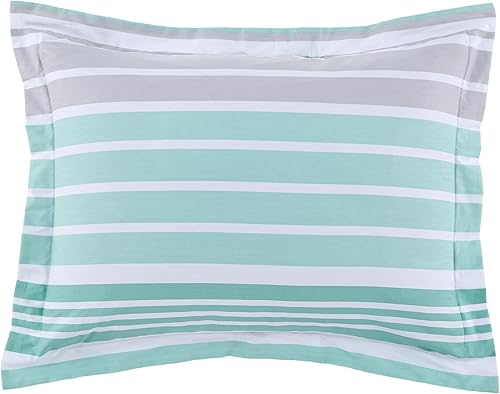 Miniatura 6 de Levtex Home - Juego de funda de edredón Truro Spa - Funda nórdica King + dos fundas de almohada King - Rayas - Spa, gris y blanco - Funda de edredón