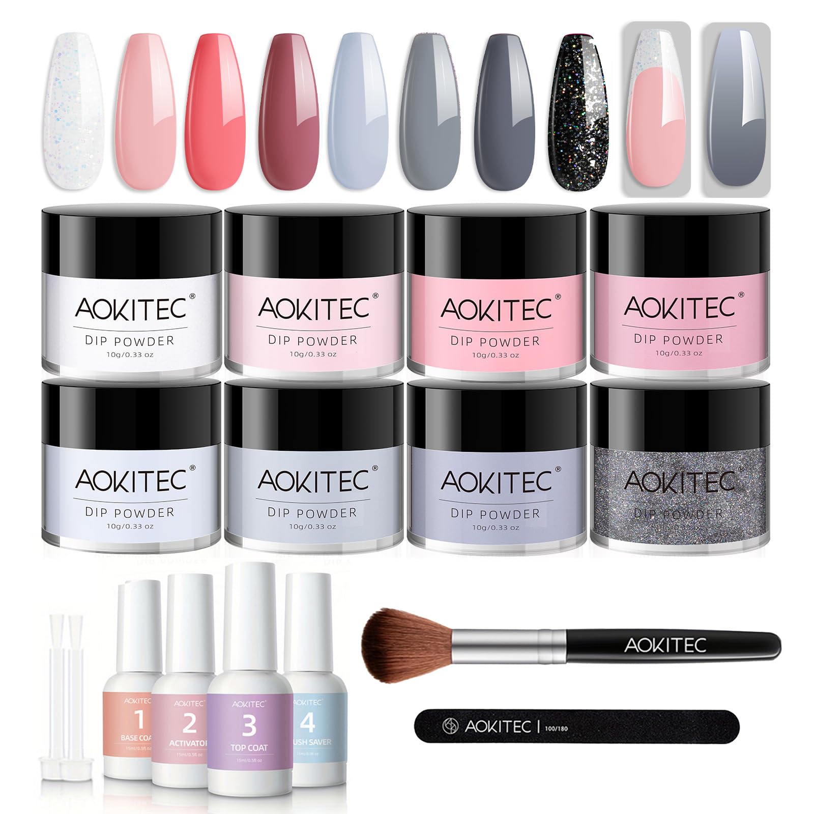 Aokitec 8 Colours Nail Dip Powder Starter Kit