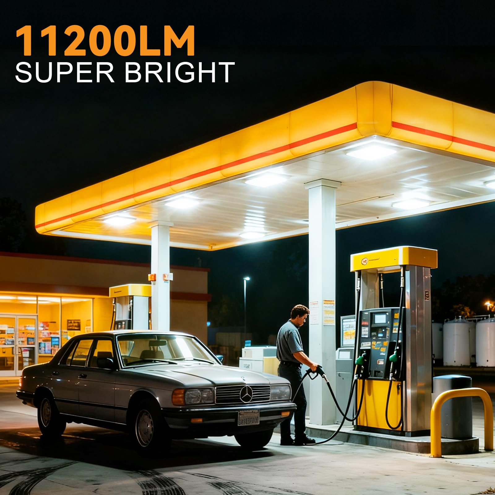 80W LED Canopy Lights Outdoor 11200LM 3000K-5000K Adjustable 120-277VAC 0-10V Dimmable IP65 Waterproof LED Shop Lights for Gas — view 4