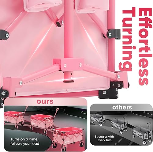 Miniatura 13 de Carro plegable con ruedas de playa todo terreno, carros plegables resistentes con portavasos, carritos utilitarios para camping, jardín, al aire