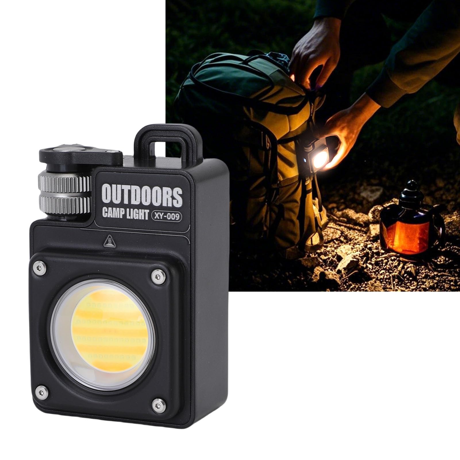 Luz LED para acampar Luz de trabajo COB magnética recargable 1500 LM Brillo ajustable Impermeable para acampar al aire libre Reparación de vehículos de emergencia Plástico ABS