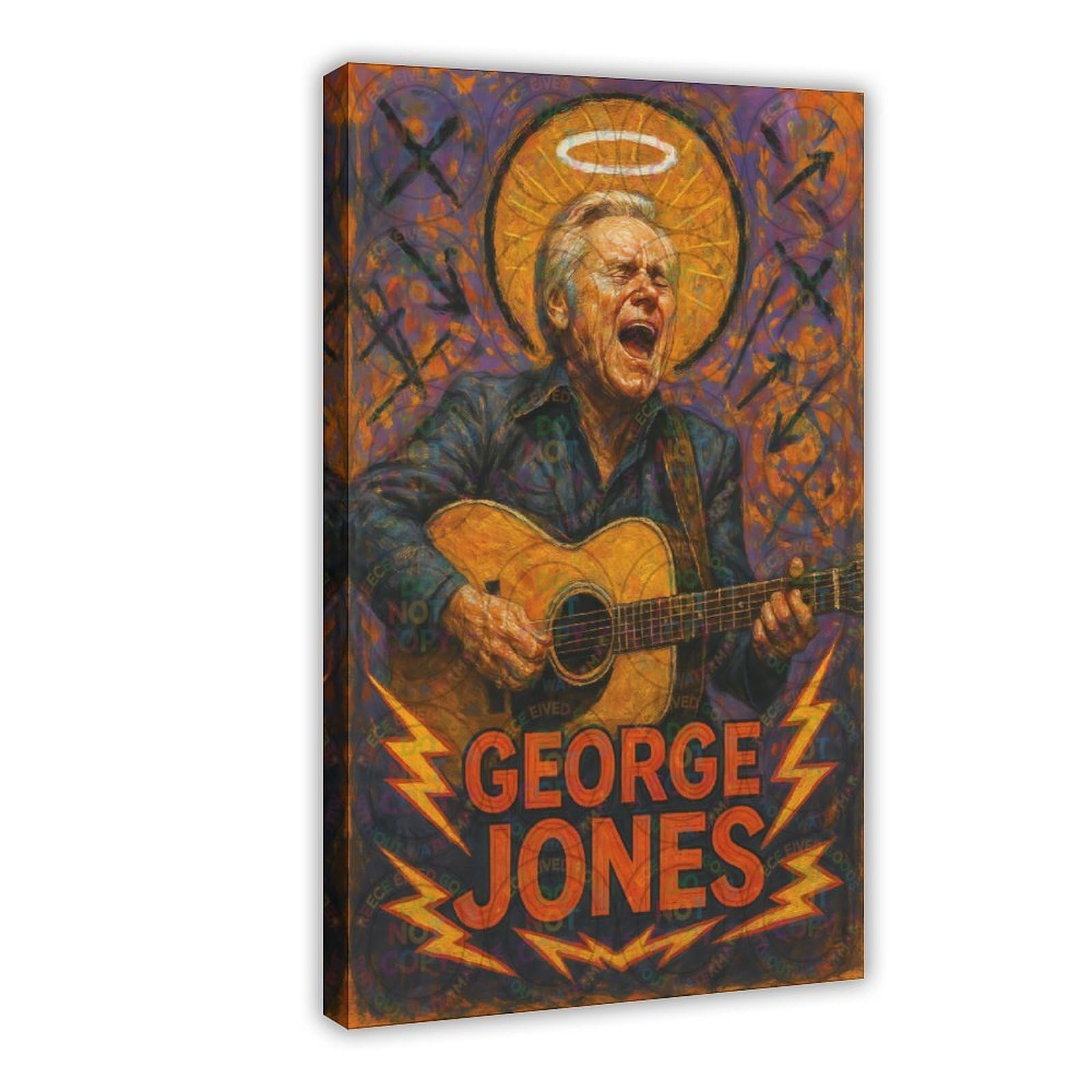 ZYGNBHL "Heaven Needs Country Music", poster artistico da parete su tela con immagine del cantante George_Jones, 61 x 91,4 cm
