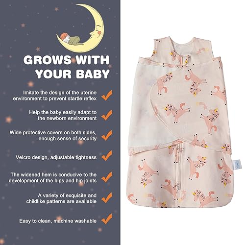 Miniatura 3 de Manta de envolver para bebé niña y niño, recién nacido, segura de transición, transpirable, (unicornio feliz, 3-6 meses)