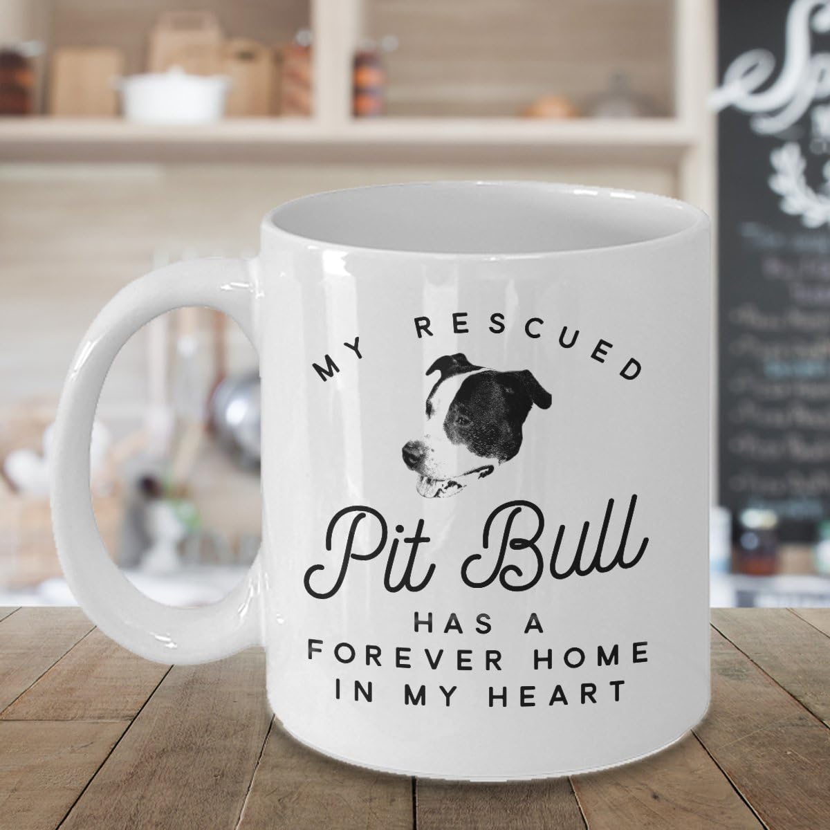 Pit Bull Rescue Mug - Cute Coffee Cup For Pet Staffordshire Terrier Dog Lovers - Cool Unique Novelty Christmas Pittie Gift For Men And Women - Pitty Animal Quote Statement Accessories