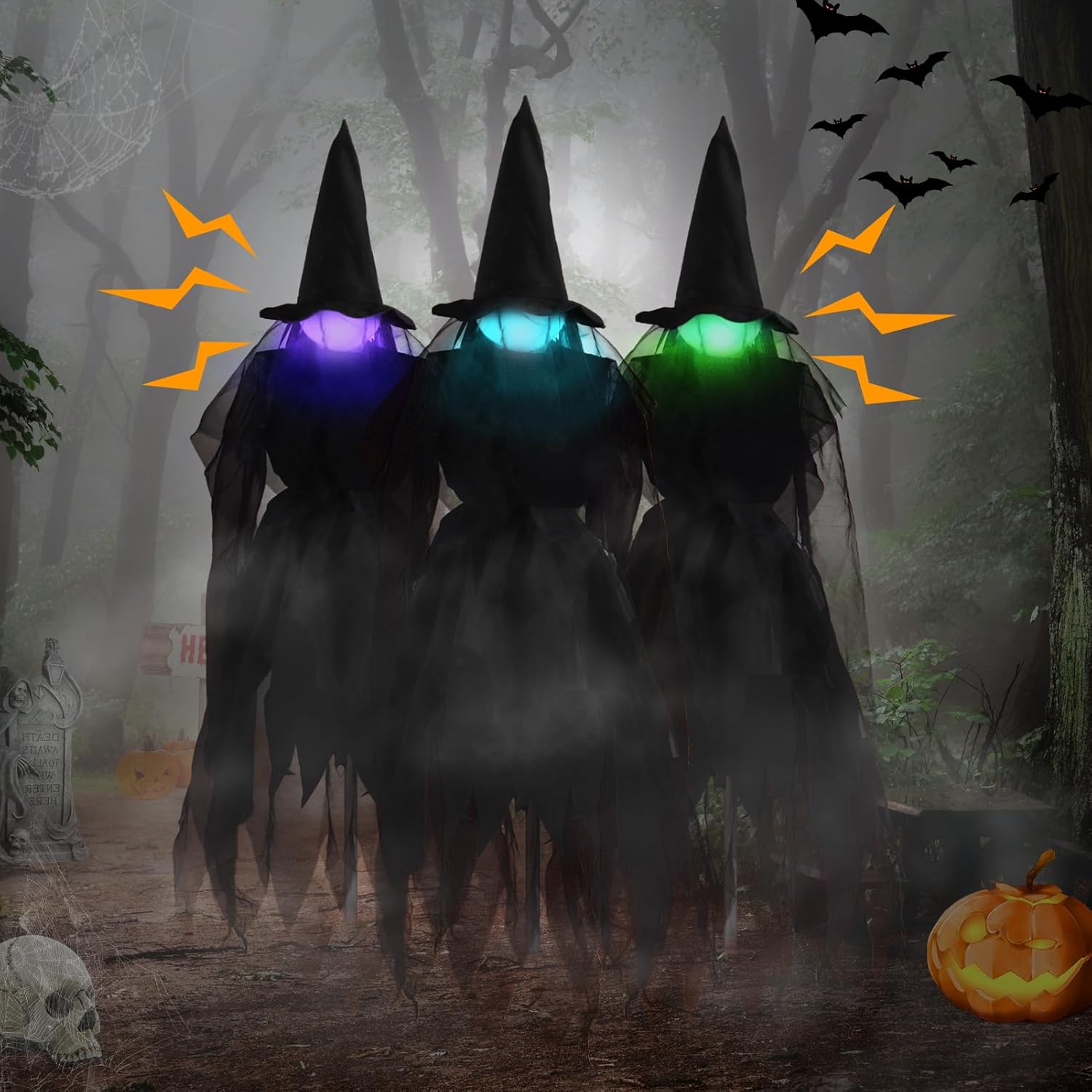 Halloween Decorations Outdoor Witch with Hats Stakes, Large