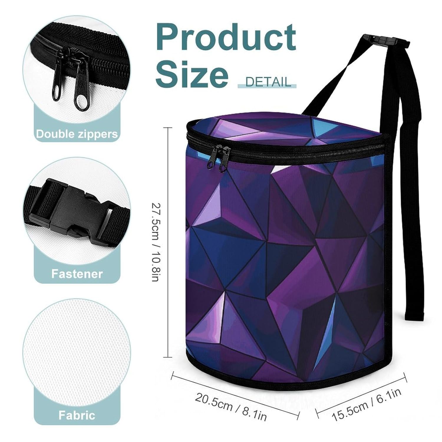Hanging Car Trash Bag Purple Geometric Printed Car Garbage Storage Bag Leakproof Car Trash Can Portable Garbage Storage Bags