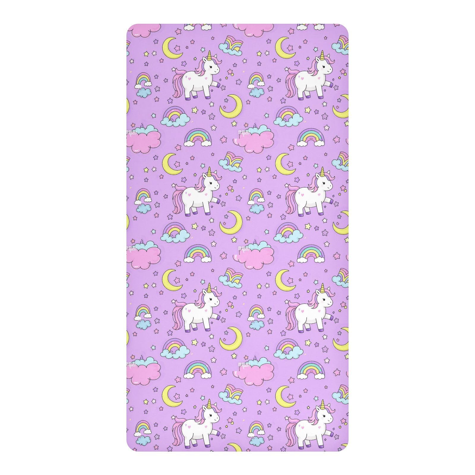Drap-housse imperméable pour berceau motif licorne violet pêche