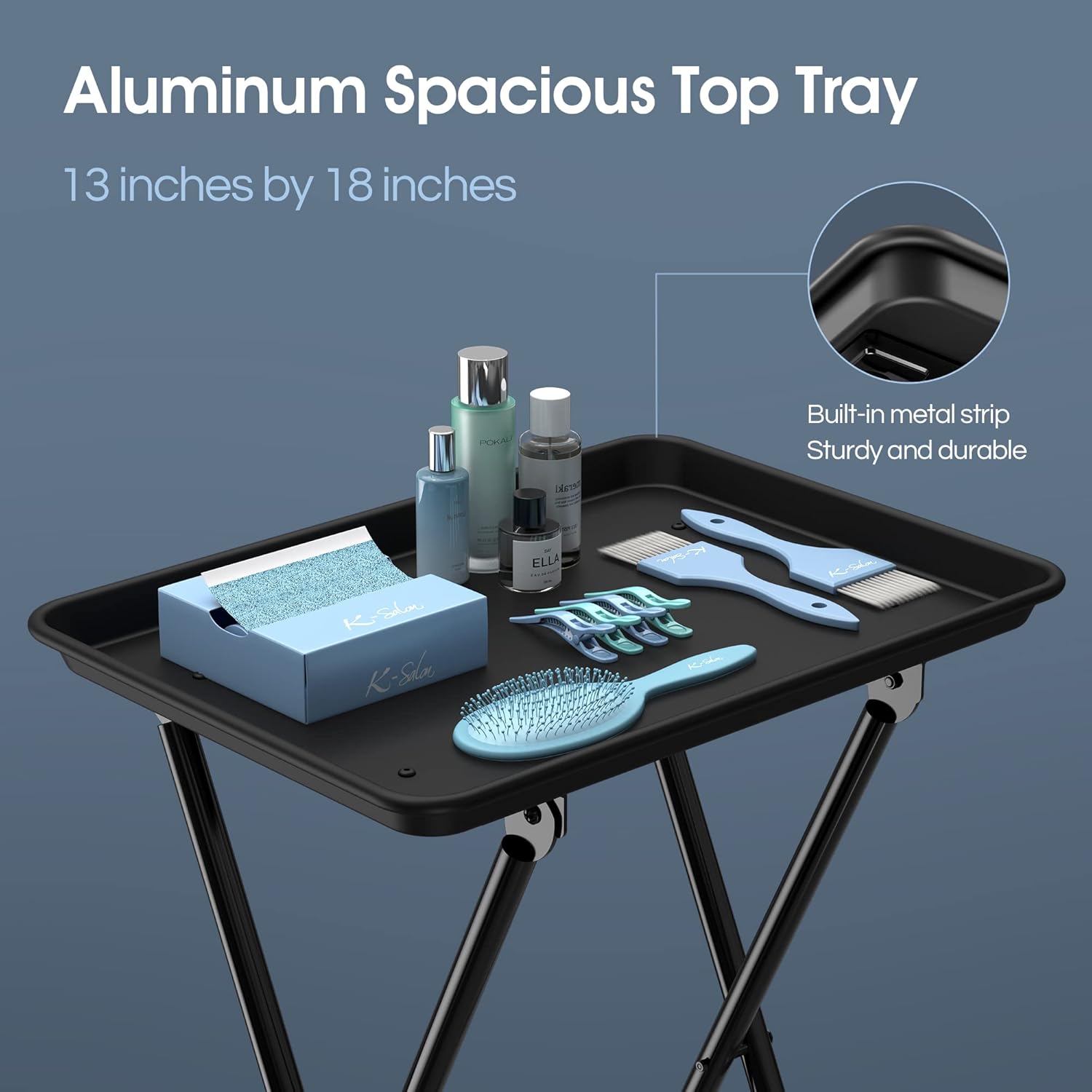 Aluminum Foldaway Folding Service Tray on Wheels