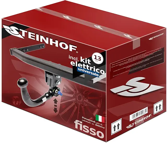 Gancio di traino estraibile Steinhof per Fiat Panda III 2012-2020 con kit elettrico 13-poli