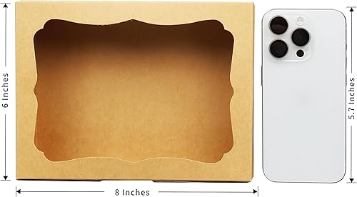 Vista 12 de 20 cajas blancas de panadería de 8 x 6 x 2.5 pulgadas, cajas de galletas con ventana, cajas de postre para galletas, pasteles, macarrones, donas