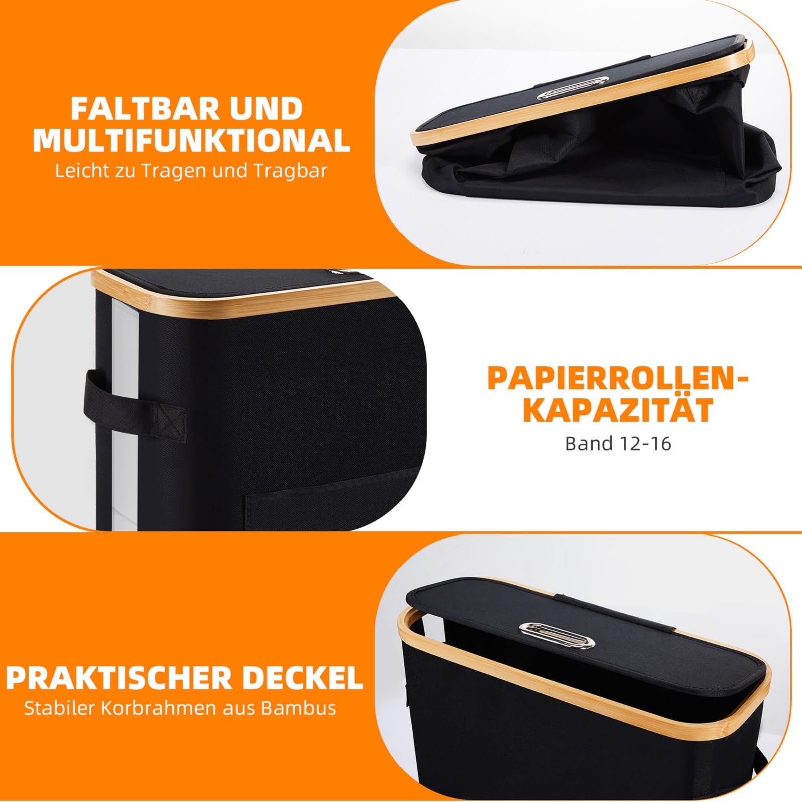OUSFOT Toilettenpapier Aufbewahrung Korb mit Deckel, 32L Badezimmer Organizer klopapier Aufbewahrung Klopapier Aufbewahrung 12 Rollen Wasserdicht Geeignet für WC und Badezimmer