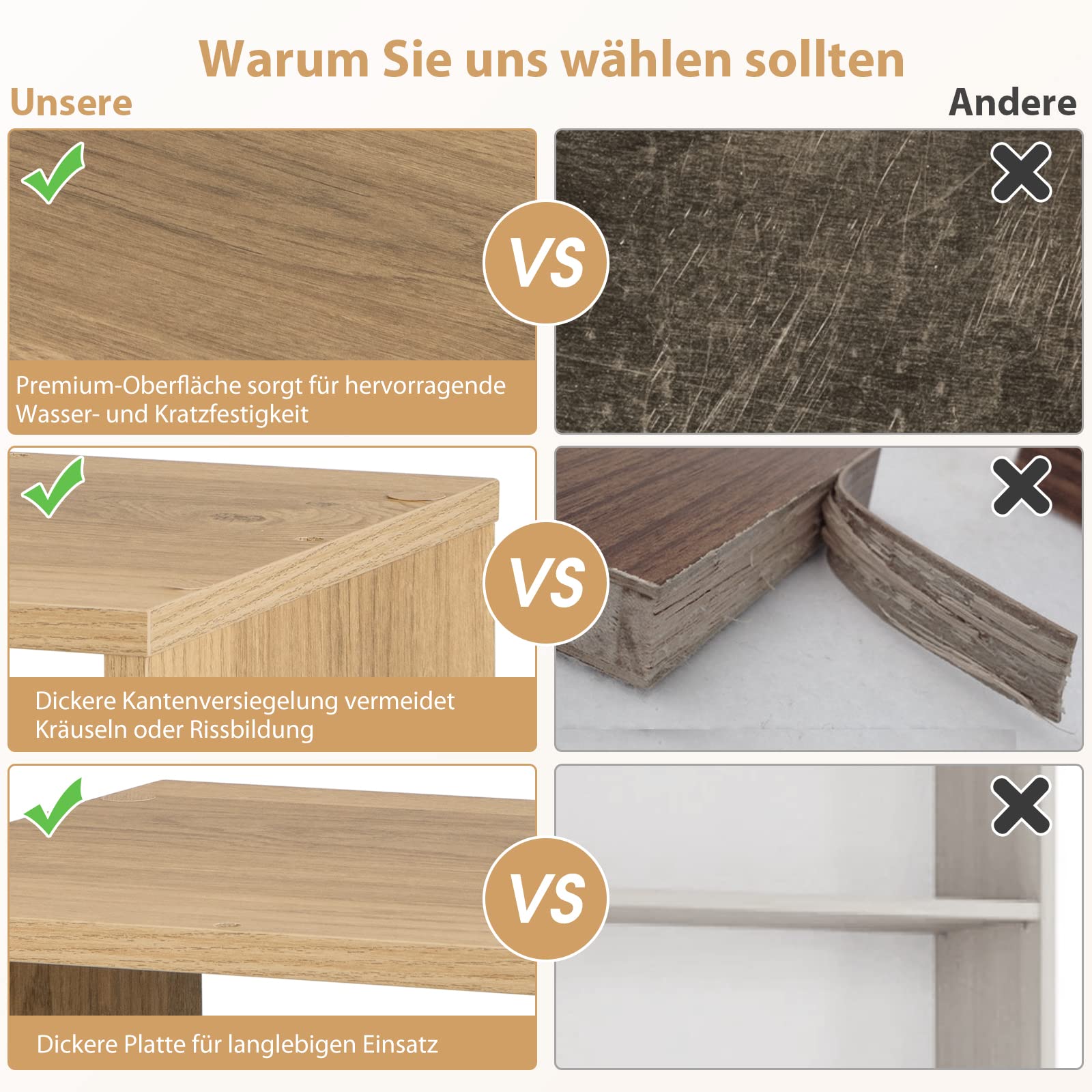 COSTWAY 2er Set Würfelregalen, stapelbares Regalwürfel, Bücherregal, Cuberegal für Wohnzimmer, Schlafzimmer, Arbeitszimmer, Eiche