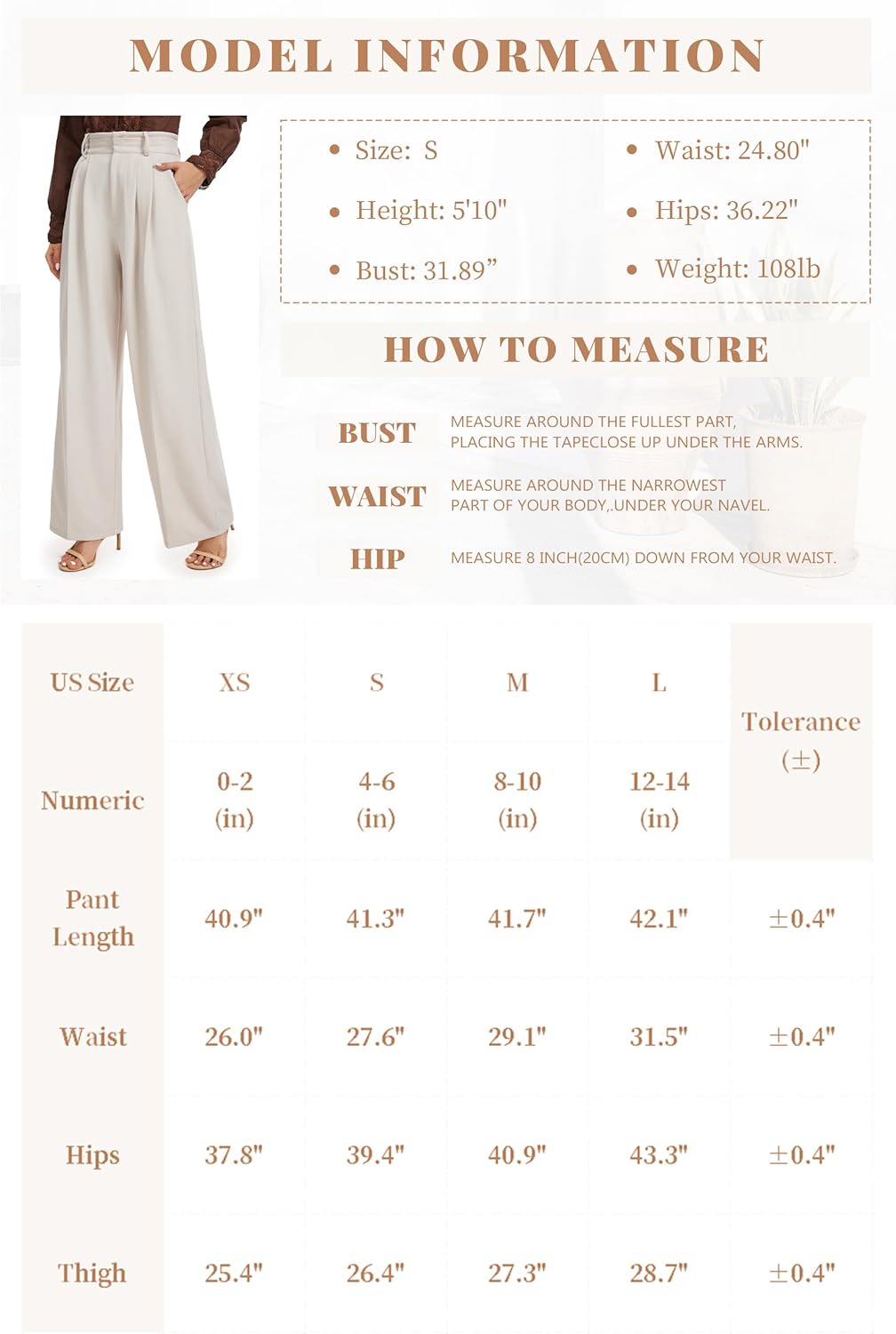 Women High Waist Straight Leg Pant with Pocket Lightweight Business Slack