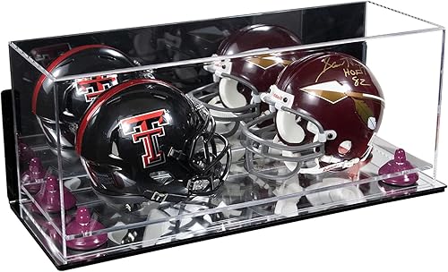 Miniatura 156 de Better Display Cases Acrílico 2 Mini casco de fútbol (no tamaño completo) vitrina con base de césped transparente (V46/A019)