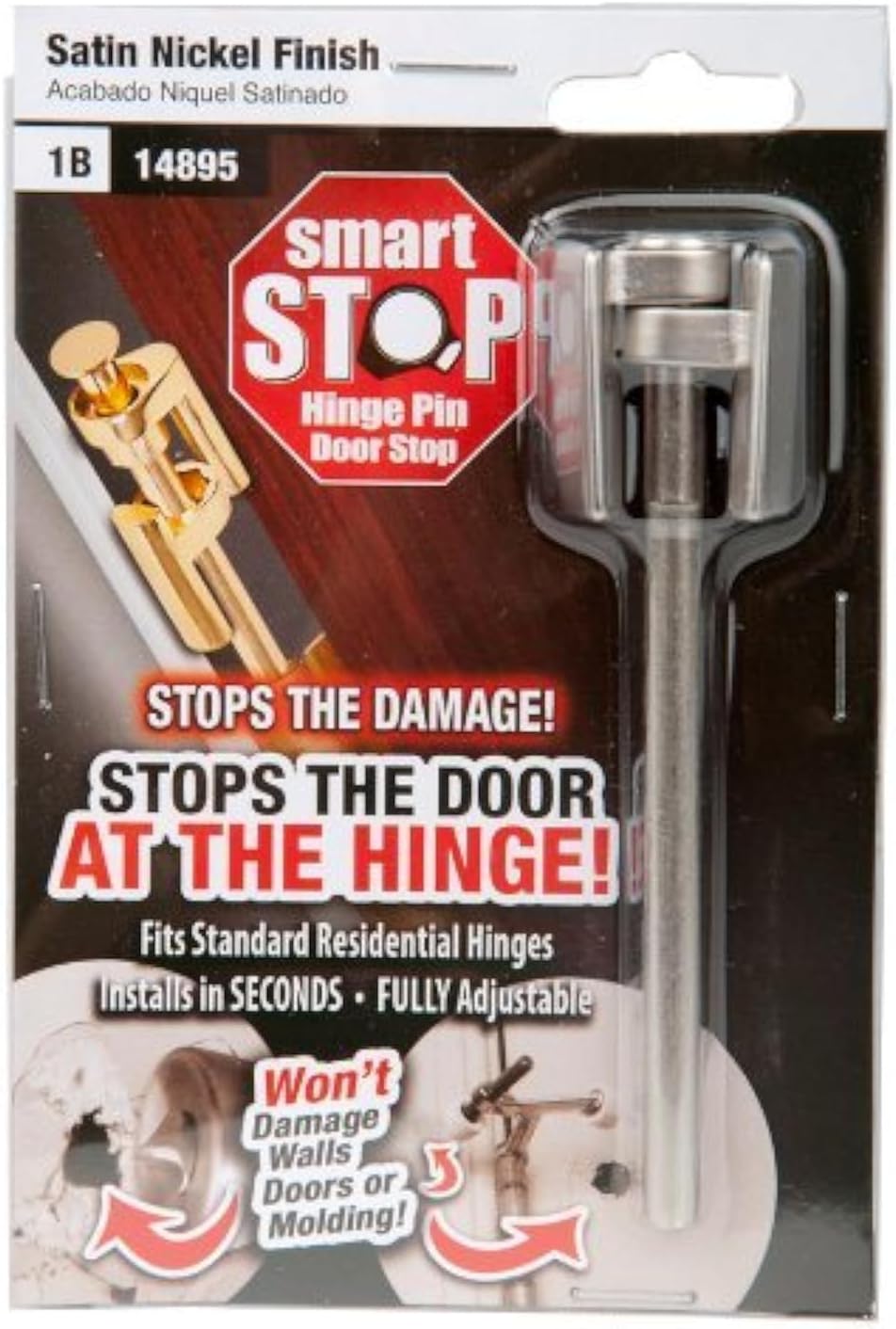Hinge Pin Door Stop, Satin Nickel