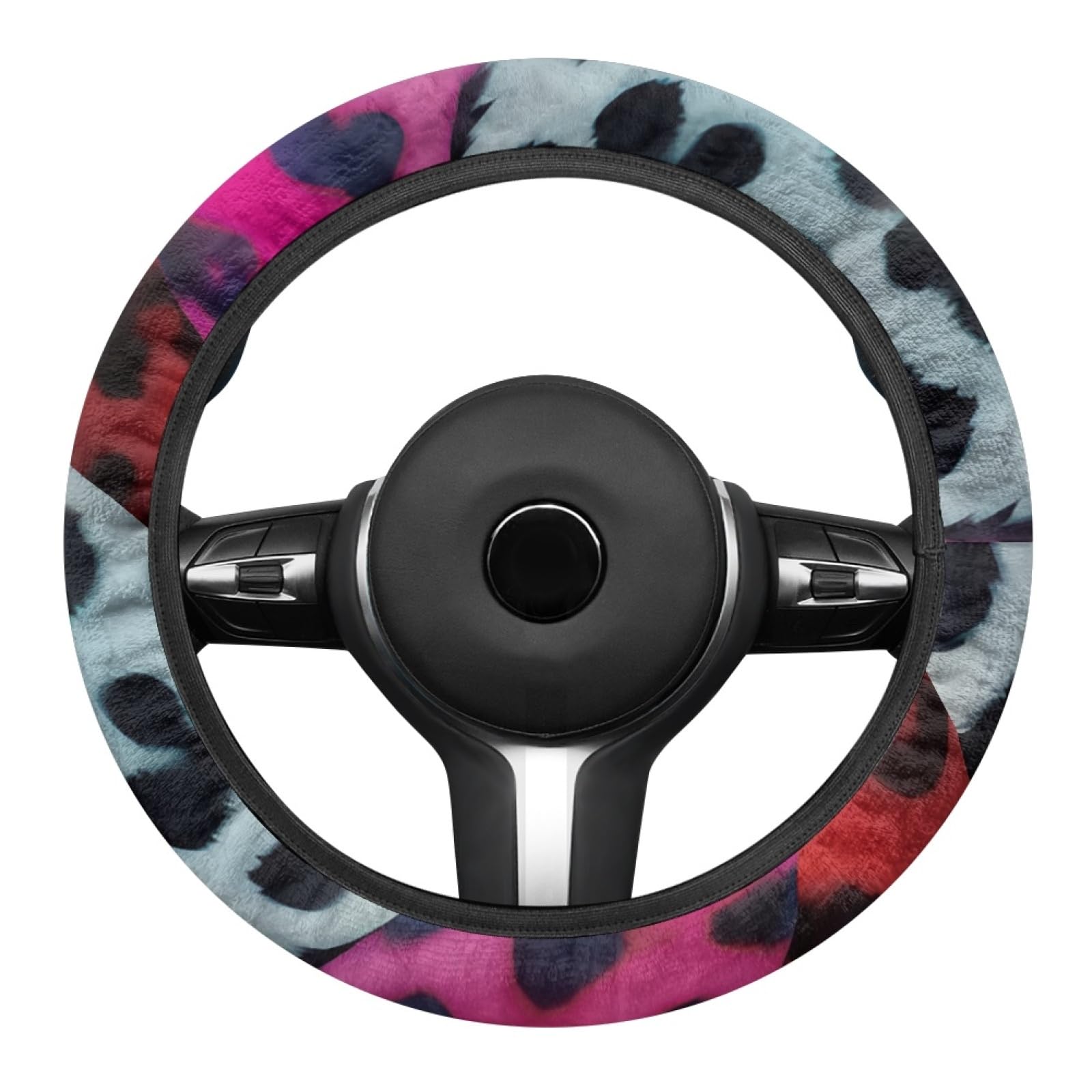 Funda Volante Coche Universal Azul Negro Franela Antideslizante, Suave Adecuado para Todas Las Estaciones, Funda Volante 38 Cm
