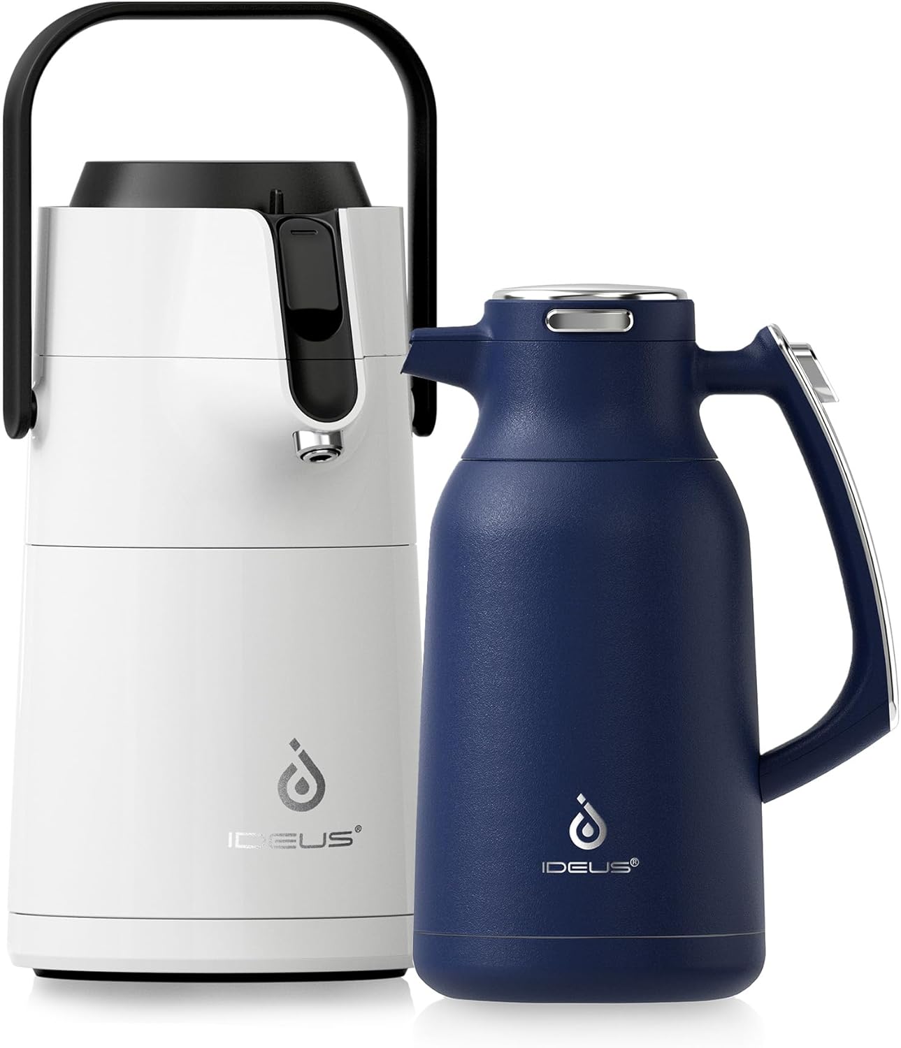 IDEUS 68 oz Stainless Steel Thermal Coffee Carafe and 74 oz Airpot Beverage Dispenser