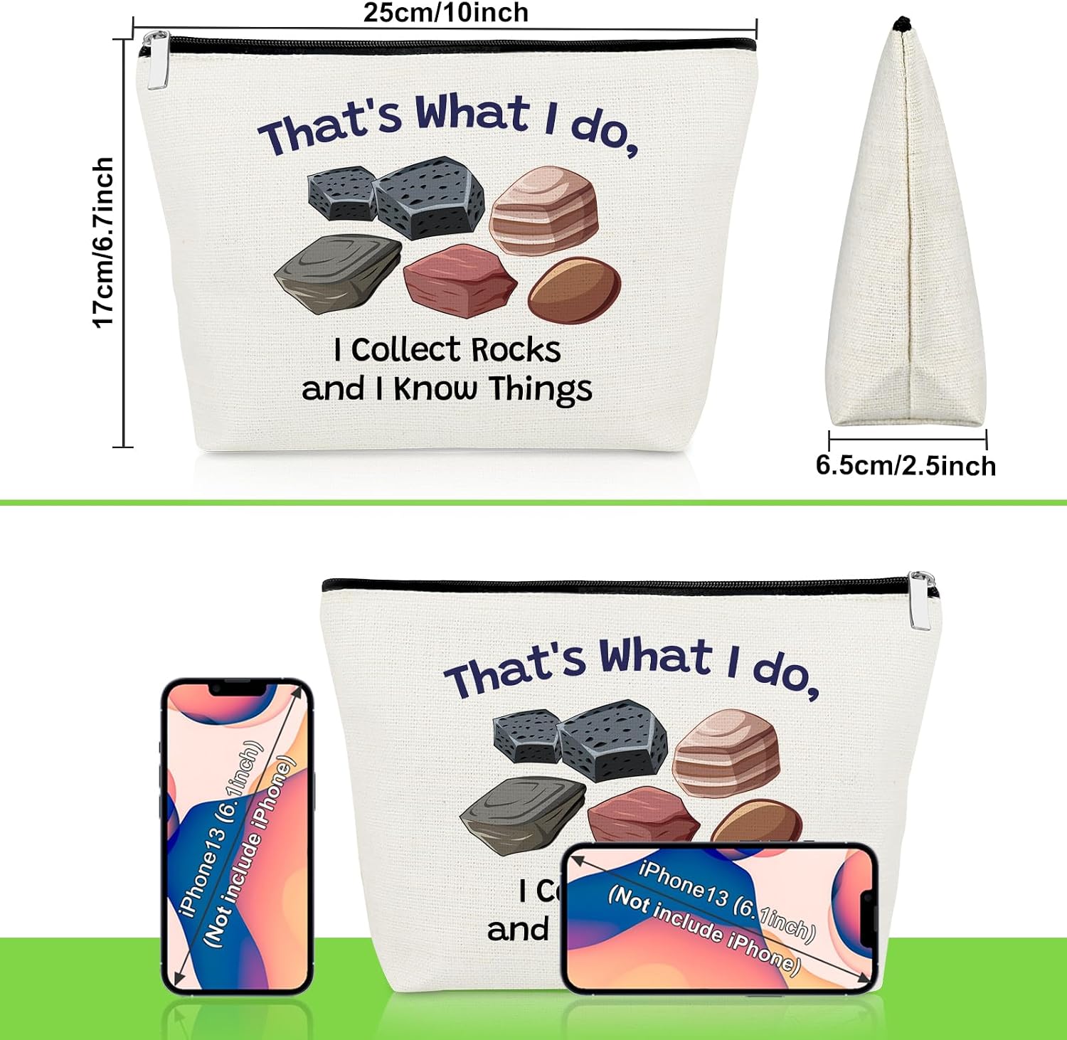 Funny Geologist Gifts Makeup Bag Rock Lover Gifts for Women Funny Rock Collector Cosmetic Bag Graduation Christmas Birthday Present for Geology Teacher Coworker Geology Lover Zipper Travel Pouch image 2