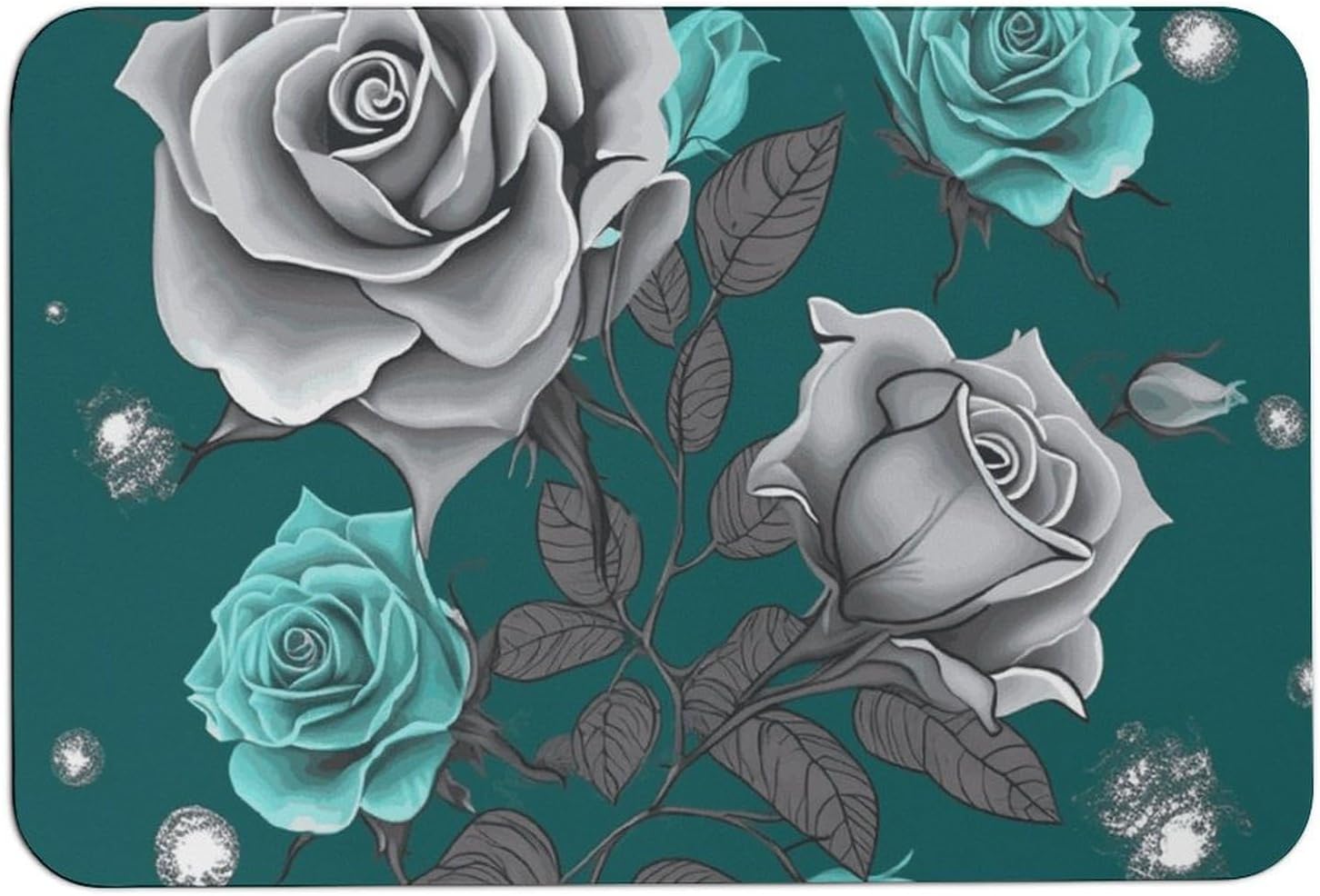 VFKLT Teal Grey Bath Mat Super Absorbent Quick Dry Non Slip Bath Mat