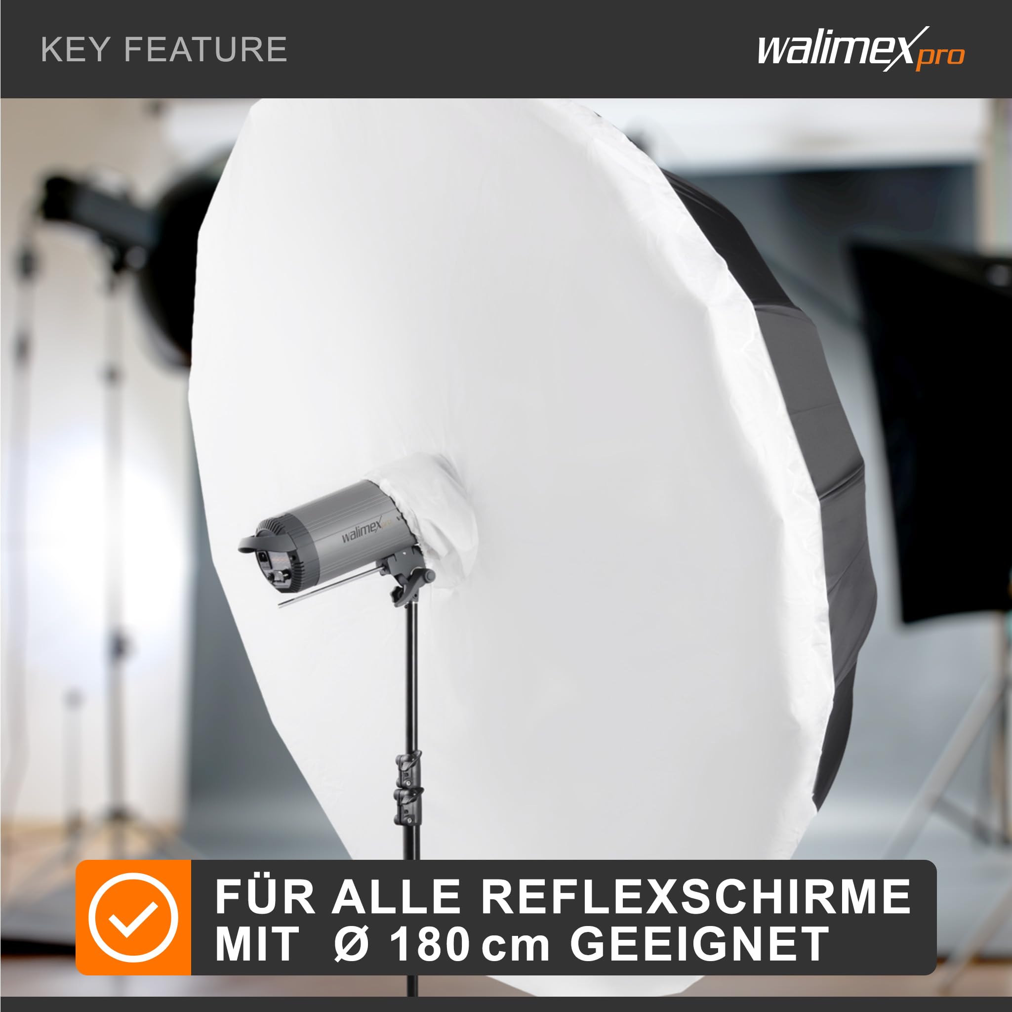 walimex Pro Umbrella riflettore diffusore bianco, diametro 180 cm