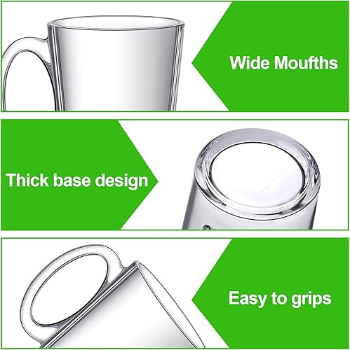 Miniatura 3 de Unittype Juego de 8 tazas de café de vidrio de 10 onzas tazas de café transparentes de vidrio tazas de té de capuchino tazas de vidrio con asas para