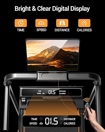 Miniatura 3 de 3 in 1 Walking Pad Treadmill with 16% Incline, Folding Treadmill with Handle Bar, Portable Treadmills for Home Small, 330 Lbs Capacity Negro