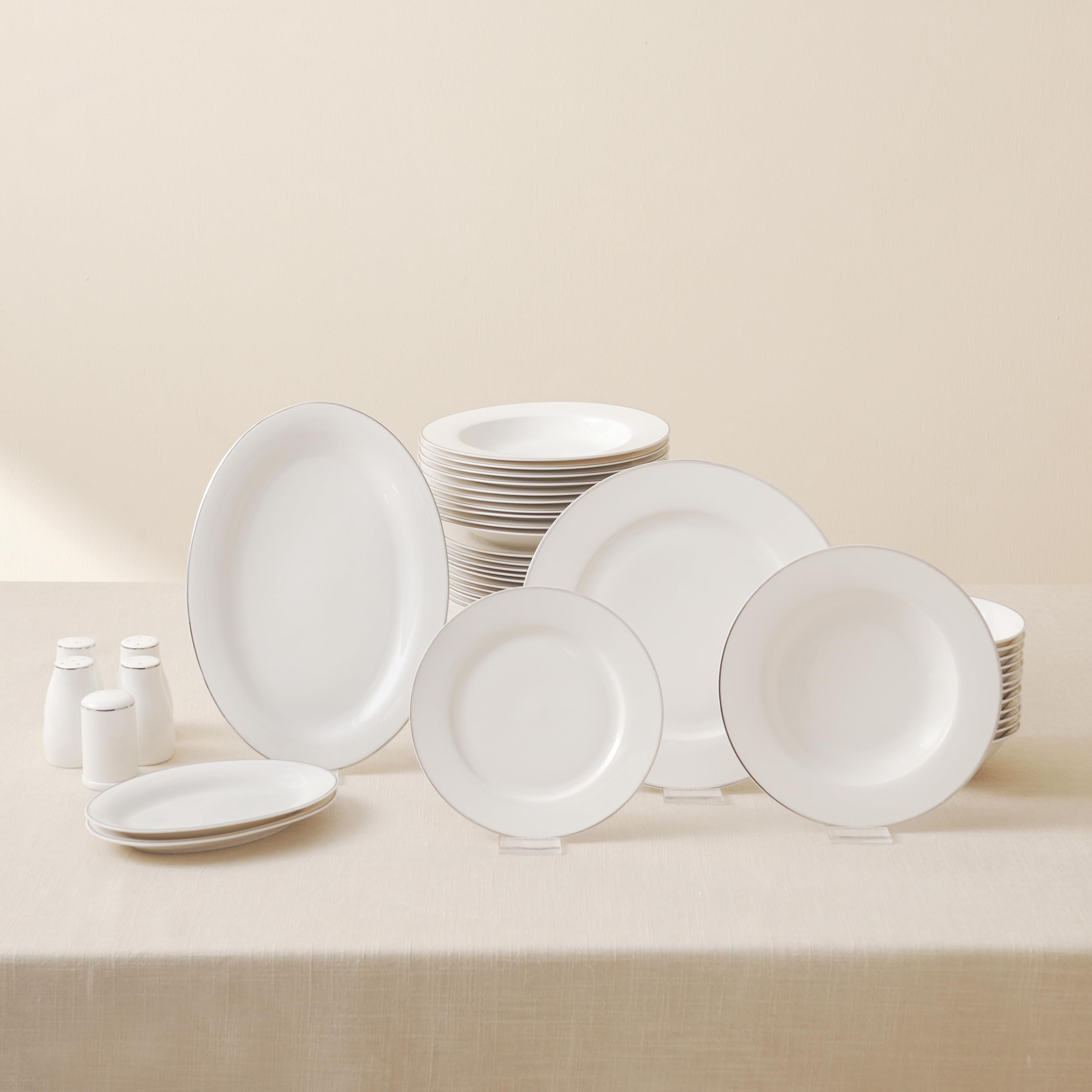 Karaca Lexi Platin Service De Table 56 Pièces Pour 12 Personnes Service De Vaisselle Pour 6 Personnes Avec Tasse Service De Table En Porcelaine