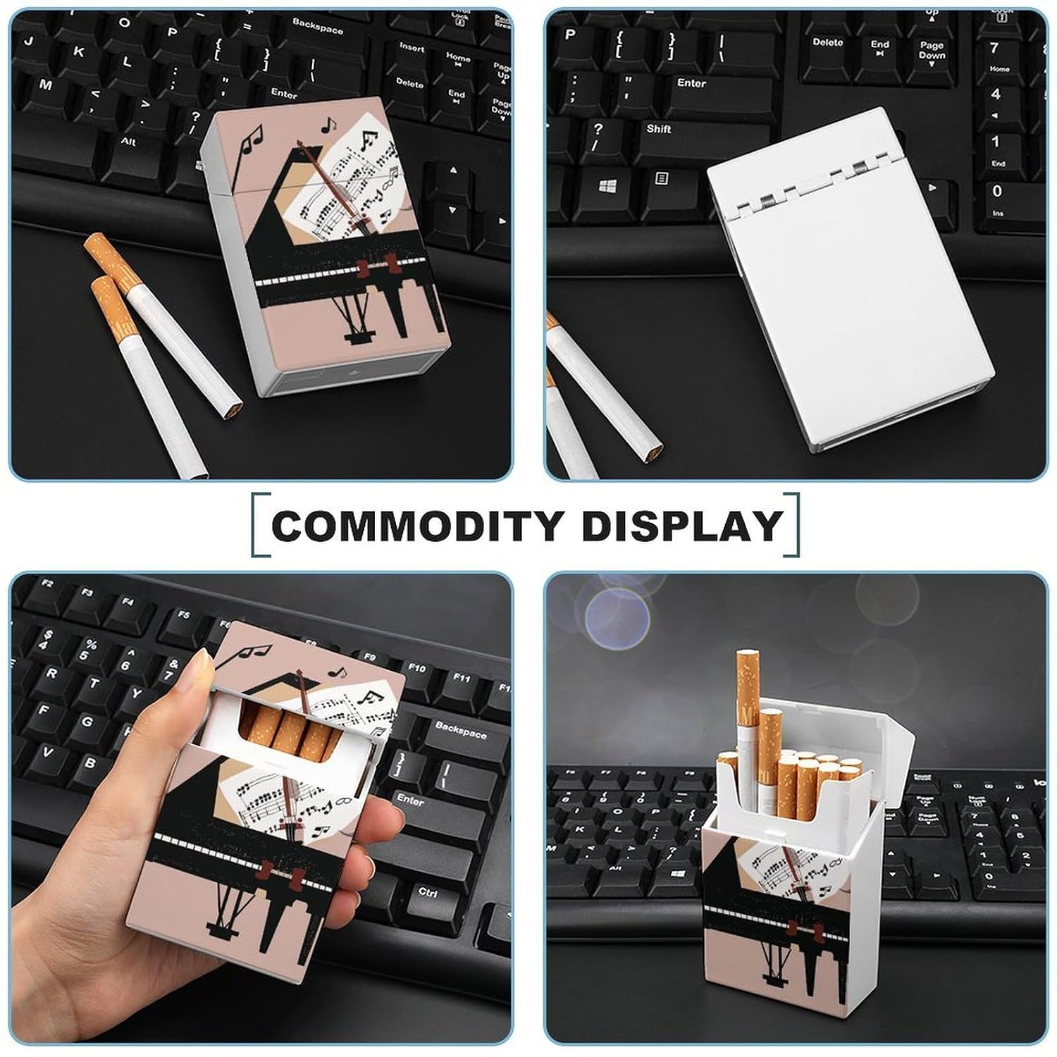 Piano Violin Music Notes Cigarette Case Portable Lightweight Novelty,Plastic Cigarette Case Waterproof,Home Or Office Cigarette Packing Box image 5