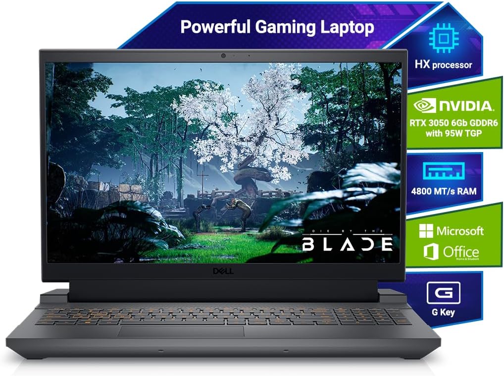 Dell G15-5530, Intel Core i5-13450HX, NVIDIA RTX 3050-6GB, 8GB RAM, 512GB SSD, FHD, 15.6"/39.62cm, Windows 11, MS Office 21, Dark Shadow Grey, 2.65KG Gaming Laptop