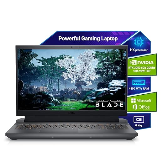 Dell G Series, 13th Gen Intel Core i5-13450HX, NVIDIA RTX 3050-6GB, 16GB DDR5, 512GB SSD, FHD, 15.6"/39.62cm, Windows 11, Microsoft Office Home 2024, 2.65KG, G15-5530, Backlit Keyboard, Gaming Laptop