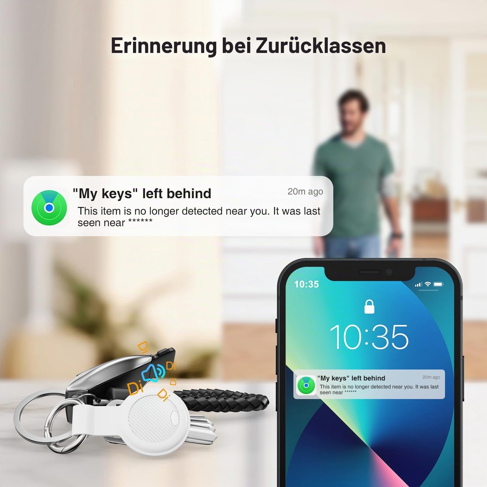 Smart Tracker Tag 4-Pack - GPS Tracker Kompatibel mit Apple Wo ist? (iOS NUR) mit Schutzhülle,Wasserdichter Gegenstandssucher, Bluetooth-Schlüsselfinder für Geldbörse,Gepäck,Austauschbare Batterie