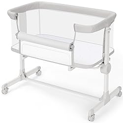 Ezebaby Baby Bassinets Bedside Sleeper - All Mesh Bedside Bassinet with Wheels, 7 Height Adjustable Baby Crib for Infants