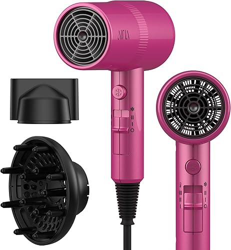 AINA Secador de pelo con difusor, secador de pelo para mujer  Tecnología iónica avanzada, revestimiento de cerámica  Cold Shot cuenta con calor