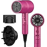 AINA Hair Dryer with Diffuser, Blow Dryer for Women | Advanced Ionic Technology, Ceramic Coating | Cold Shot Features Turbo Heat for Fast Drying and Shine 110V/ALCI (Neon Pink)