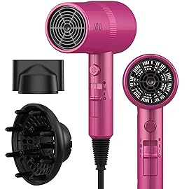 AINA Hair Dryer with Diffuser, Blow Dryer for Women | Advanced Ionic Technology, Ceramic Coating | Cold Shot Features Turbo Heat for Fast Drying and Shine 110V/ALCI (Neon Pink)