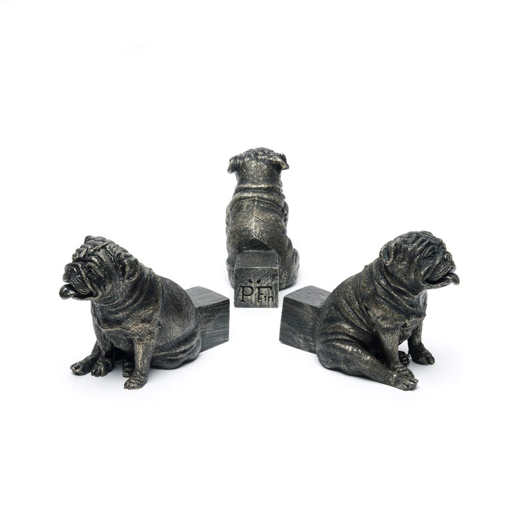 Potty Feet Bronze Plant Risers For Pots. Decorative Feet For Planters. Use Indoor And Outdoor To Improve Airflow And Drainage. Hand Painted English Bulldog Set Of 3