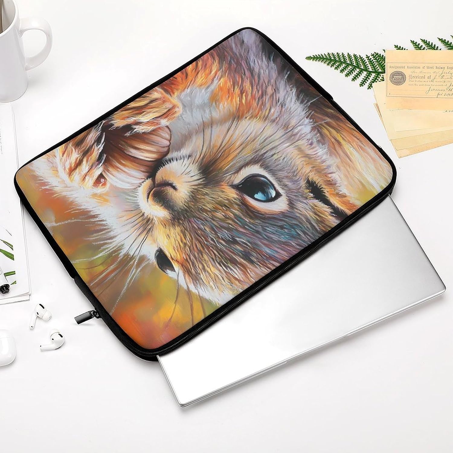 Squirrel Vintage Oil Painting Laptop Case Sleeve Computer Tablet Bag image 3