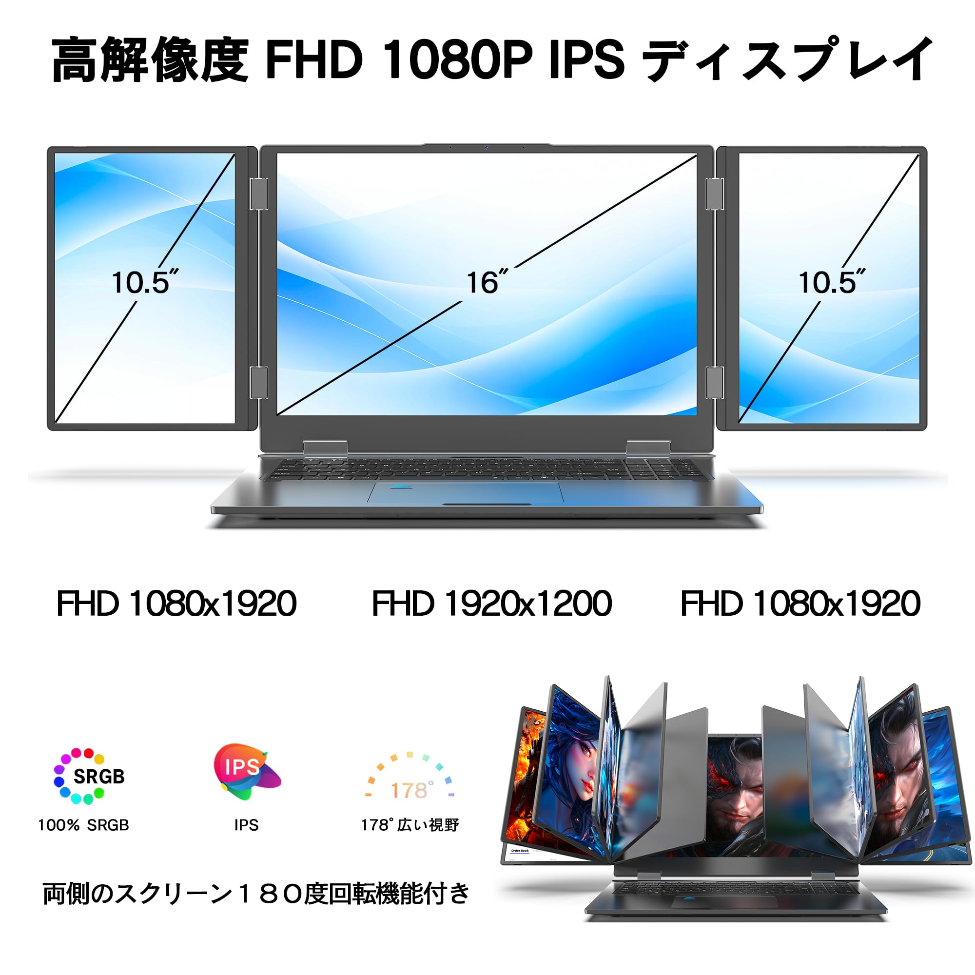 Amazon.co.jp: WEY ノートパソコン 画面拡張 3画面 パソコンノート 