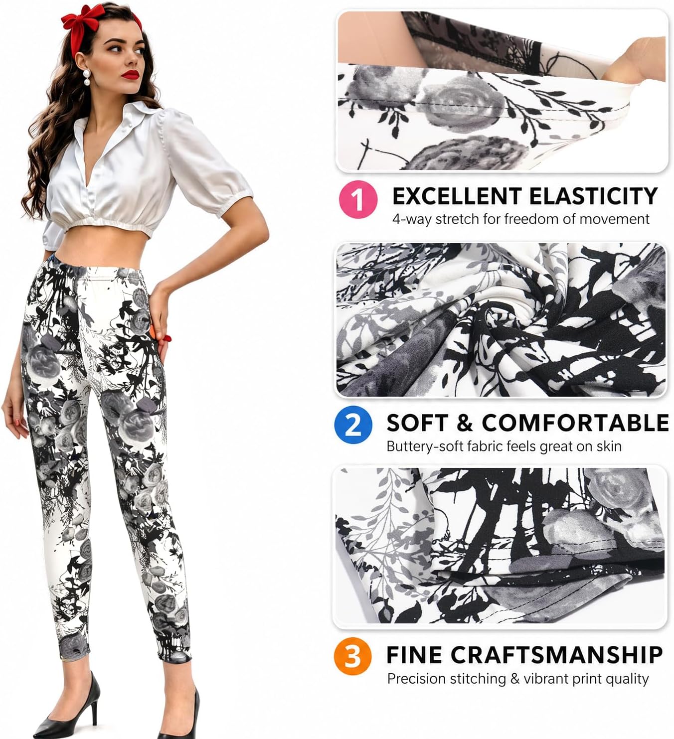 MESU Women Printed Leggings Patterned Tights Stretchy Pants