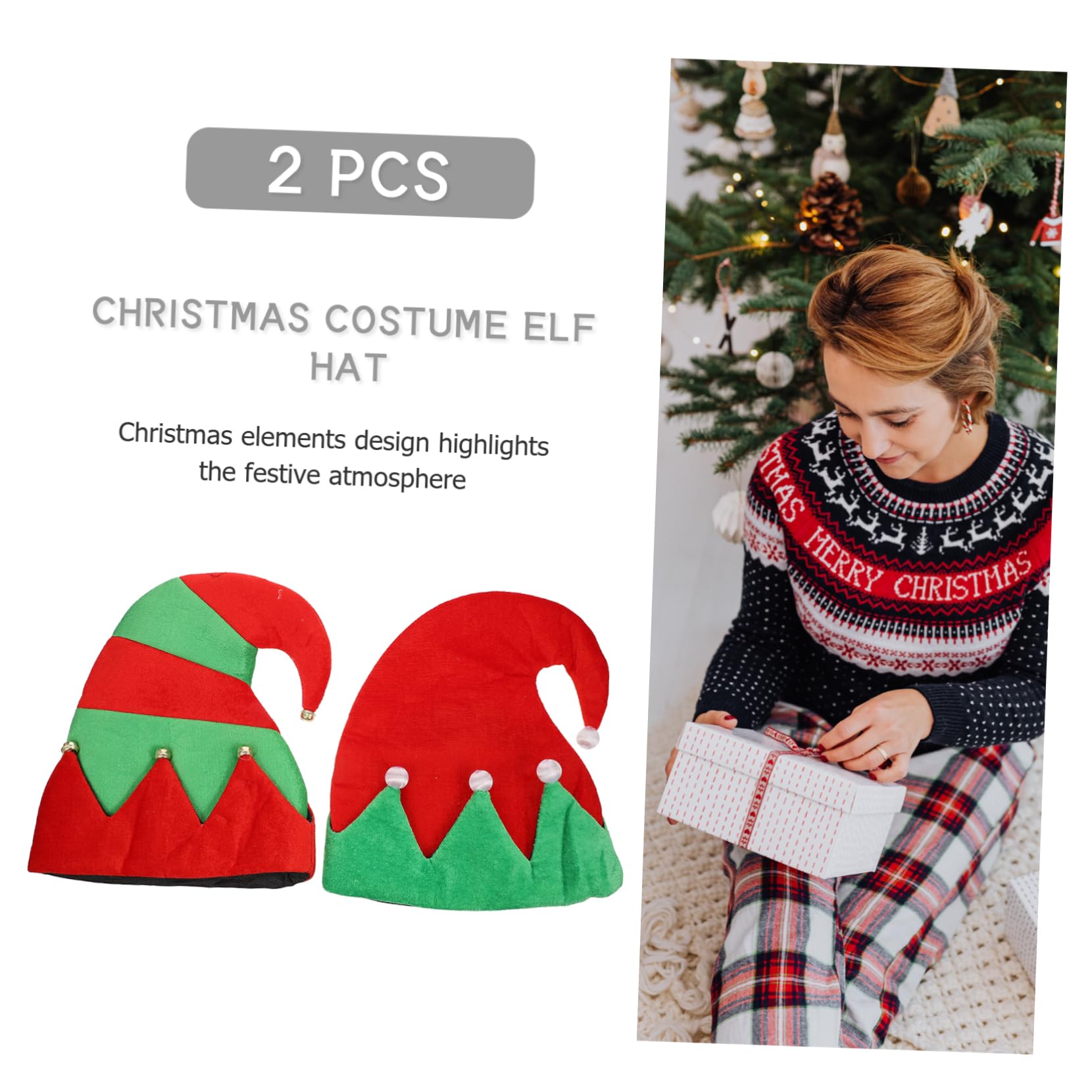 MAGICLULU 4 Pz cappello da elfo di natale cappello da Babbo Natale cappelli da elfo di feltro di accessori accessori natalizi ornamenti per cappelli di stoffa