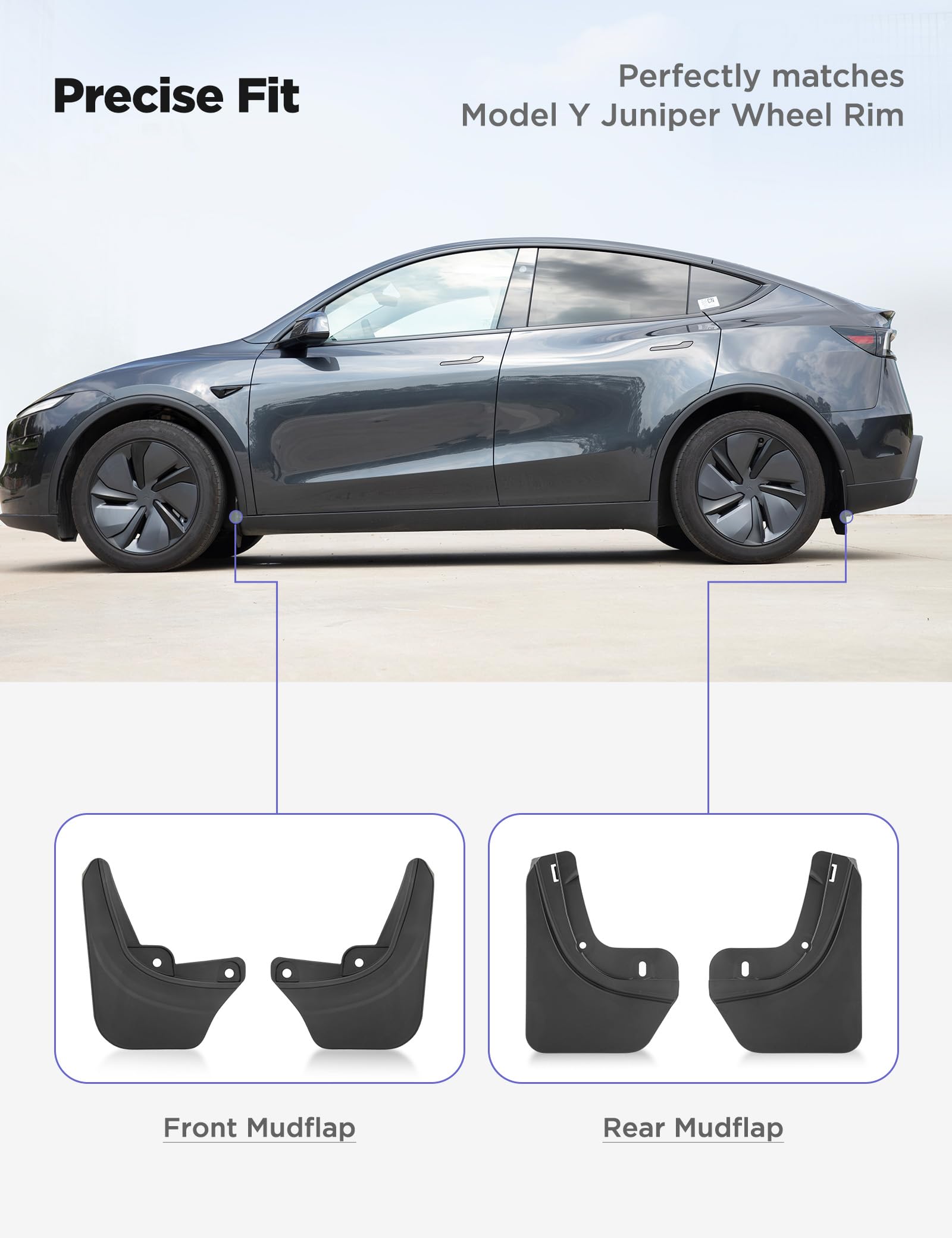 Short Invisible Mud Flaps Splash Guards for Tesla Model Y Juniper 2025 Short Invisible Mud Flaps Splash Guards for Tesla Model Y Juniper 2025